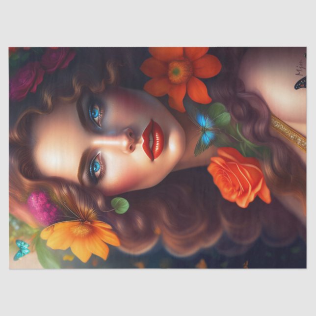 Papier Mousseline Belle décolpage de fleur d'Imaginaire (Recto)