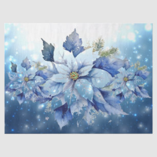 Papier Mousseline Belle Découpage de Noël bleu Poinsettias