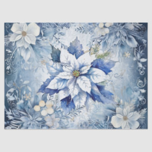 Papier Mousseline Belle Découpage de Noël bleu Poinsettias