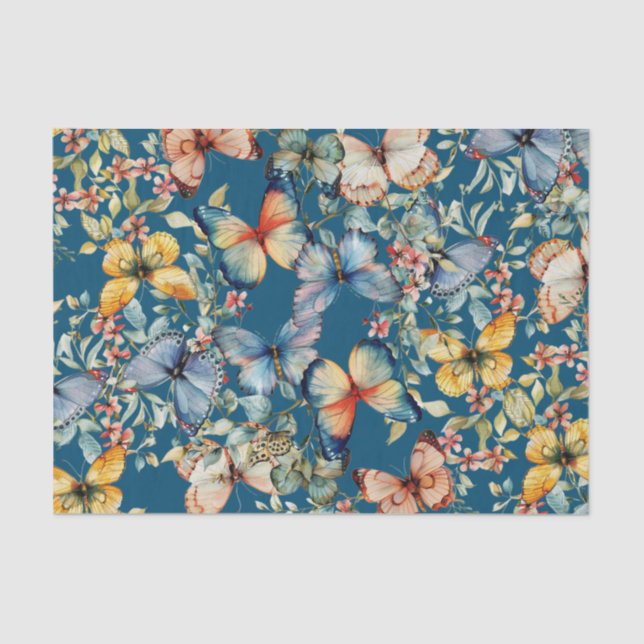 Papier Mousseline Belle découpage marine de papillon vintage (Recto)