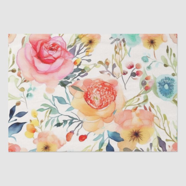 Papier Mousseline Belle Eau Couleur Fleur Jeu Oreiller (Recto)