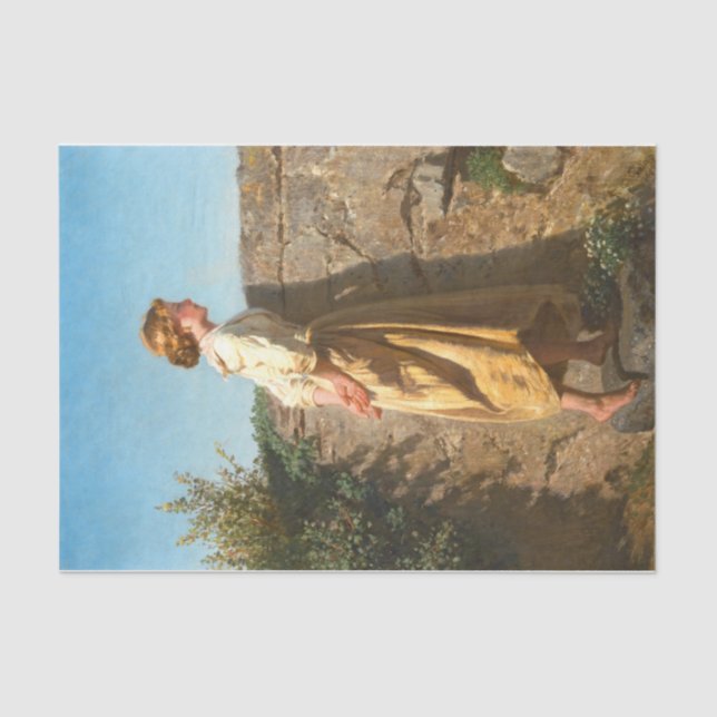 Papier Mousseline Belle femme regardant le mur (Vintage) (Recto)