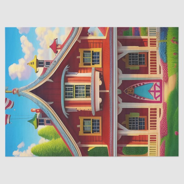 Papier Mousseline Belle ferme Campagne Découpage (Recto)