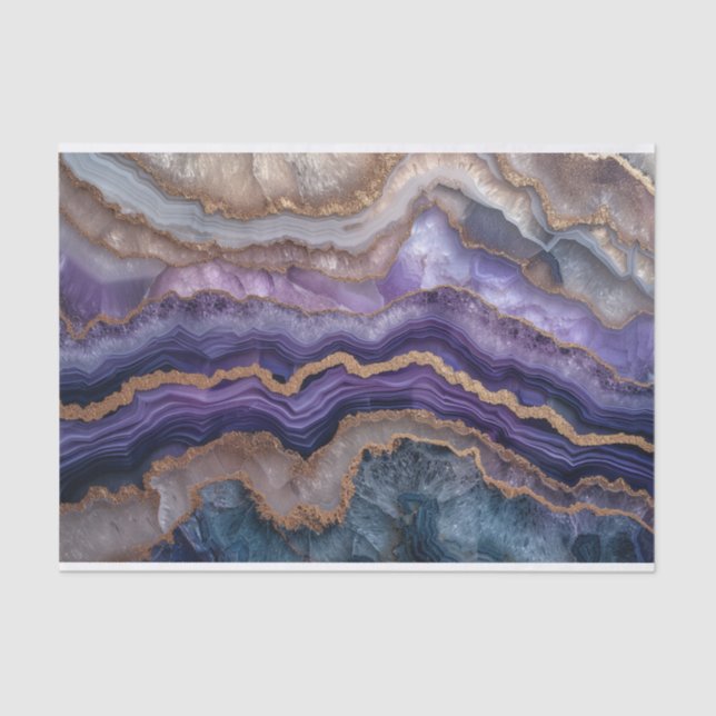 Papier Mousseline Belle géode de cristal en violet et or (Recto)
