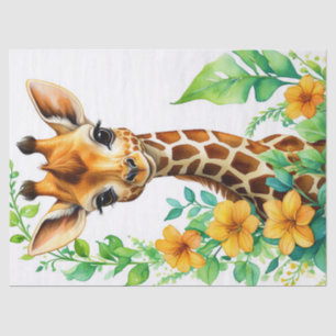 Papier Mousseline Belle Giraffe Animal & Orange Fleur Découpage