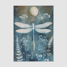 Belle impression de cyanotype de libellule blanche