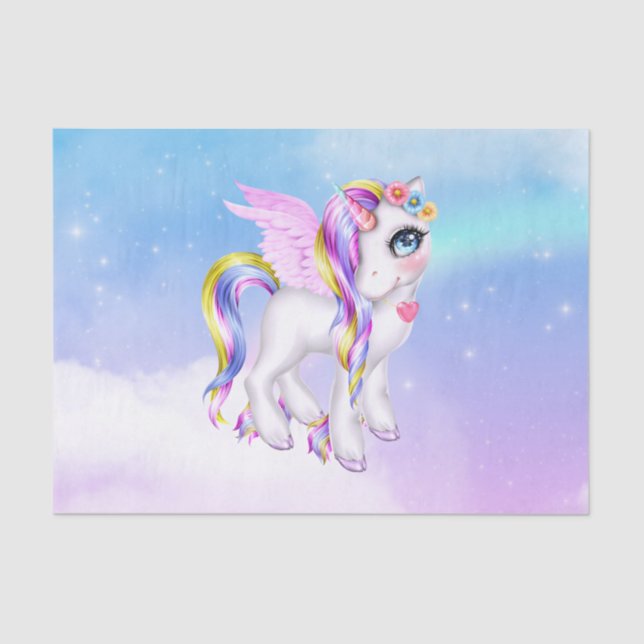Papier Mousseline Belle licorne avec Rainbow Mane & Tail (Recto)