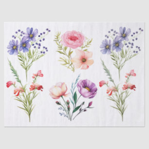 Papier Mousseline Belle page Découpage de fleurs rouge violet