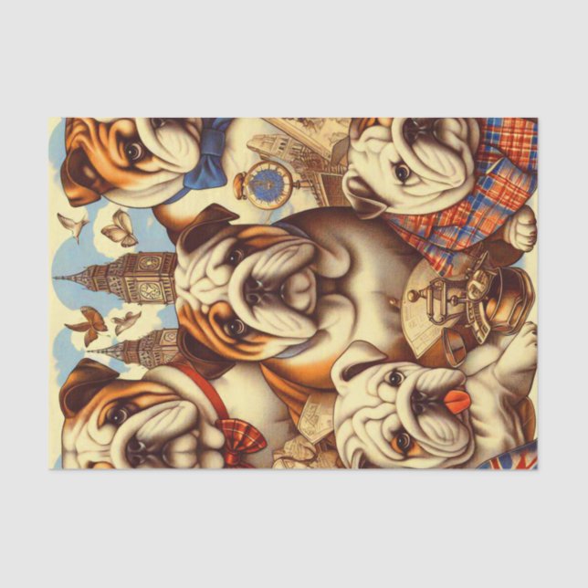 Papier Mousseline Belle peinture anglaise de Bulldog (Recto)