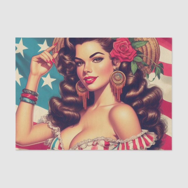 Papier Mousseline Belle Peinture de femme rétro (Recto)