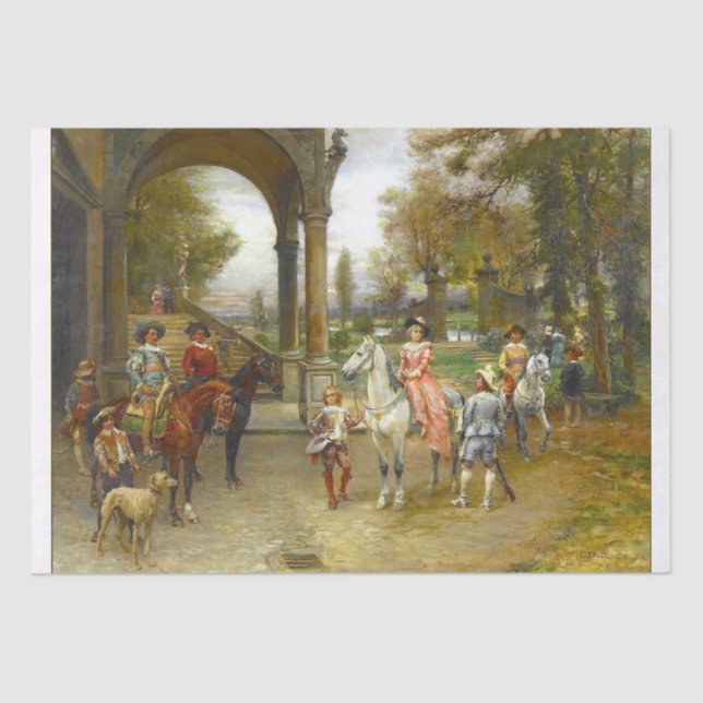 Papier Mousseline Belle peinture d'une 17ème scène de C pour le (Recto)