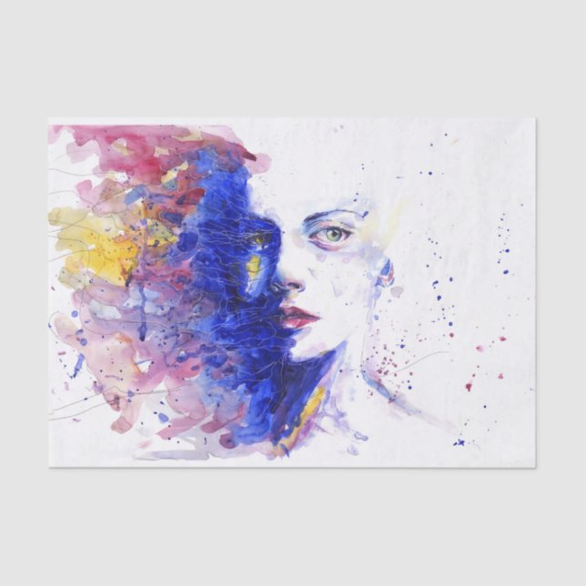 Papier Mousseline Belle peinture Portrait d'une femme Abstraite (Recto)