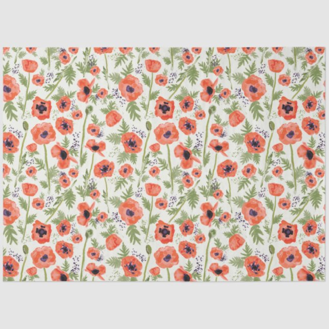 Papier Mousseline Belle Pépites Orange Floral (Recto)