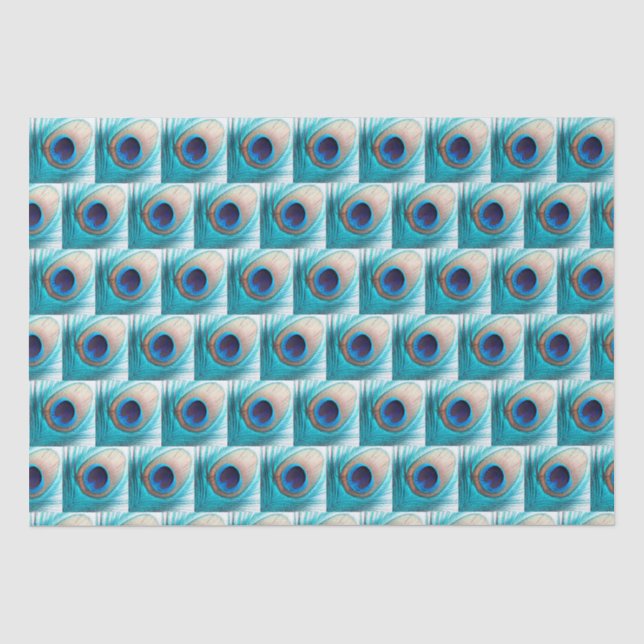 Papier Mousseline Belle plume de paon avec nom (Recto)