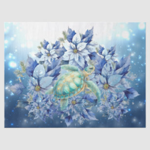 Papier Mousseline Belle Poinsettias Bleues & Découpage de tortue de
