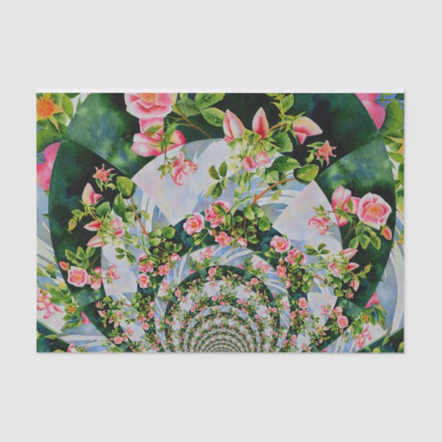 Papier Mousseline Belle roses roses rouges rétro aquarelle fleurie (Recto)