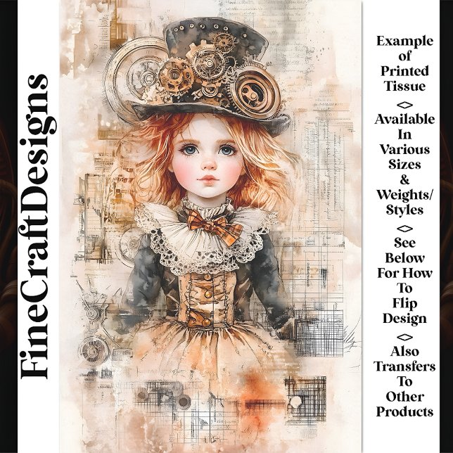 Papier Mousseline Belle Steampunk Jeune fille AN8 Découpage (Créateur téléchargé)