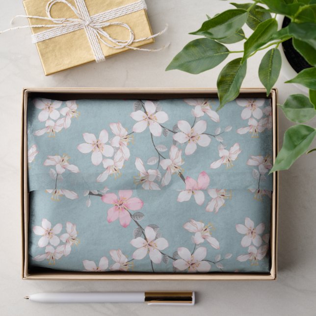 Papier Mousseline Belles fleurs de cerises Vintages rustiques (Cadeau)