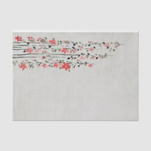 Papier Mousseline Belles fleurs rouges en cascade