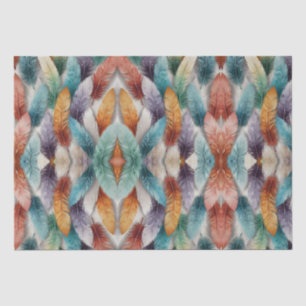 Papier Mousseline Belles plumes de cristal de glace multicolore