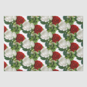 Papier Mousseline Belles Roses Rouges Blanches Vintage Botanique