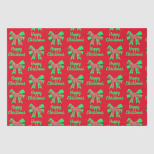 Papier Mousseline Berger allemand Chien de Noël et Bow vert rouge