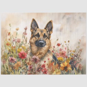 Papier Mousseline Berger Allemand Parmi La Découpage Fleur sauvage