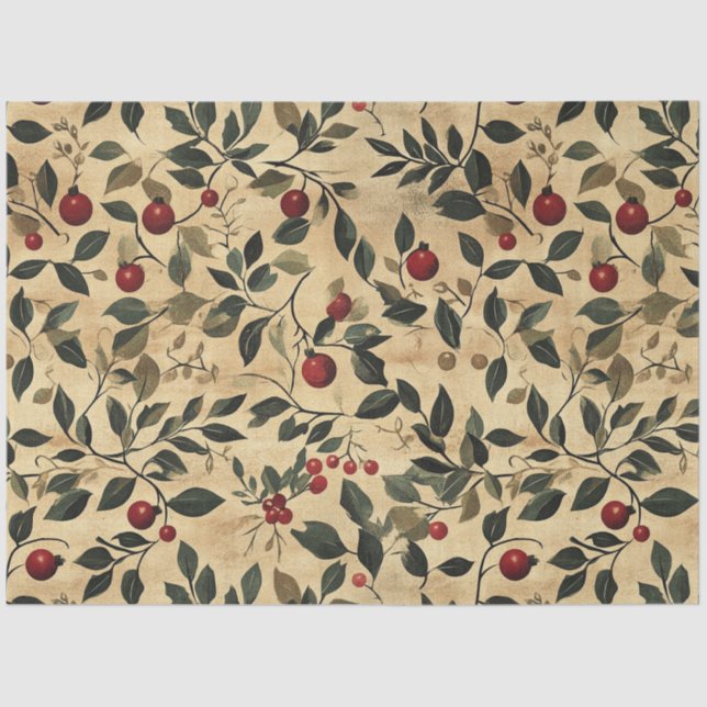 Papier Mousseline Berries Christmas Art (Recto)