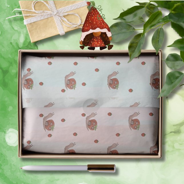 Papier Mousseline Berry Premier Anniversaire Fraise Snail (Berry First Birthday Strawberry Snail Tissue Paper)