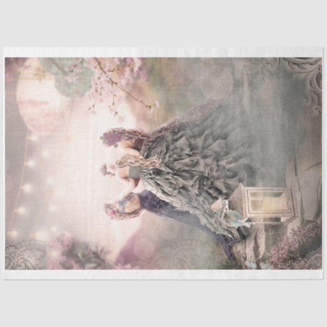 Papier Mousseline Best Friends Portrait Elégant Oiseau Floral (Recto)