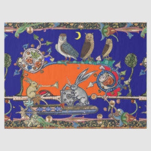 Papier Mousseline BESTIAIRE MÉDIÉVAL FABRIQUANT DE LA MUSIQUE Chouet