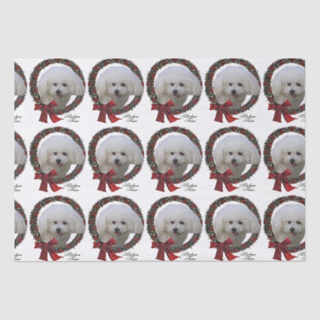 Papier Mousseline Bichon Frise Christmas (Recto)