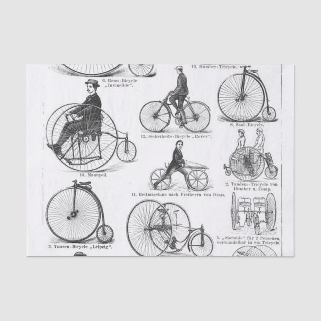 Papier Mousseline Bicyclette à grande roue Penny Farthing (Recto)