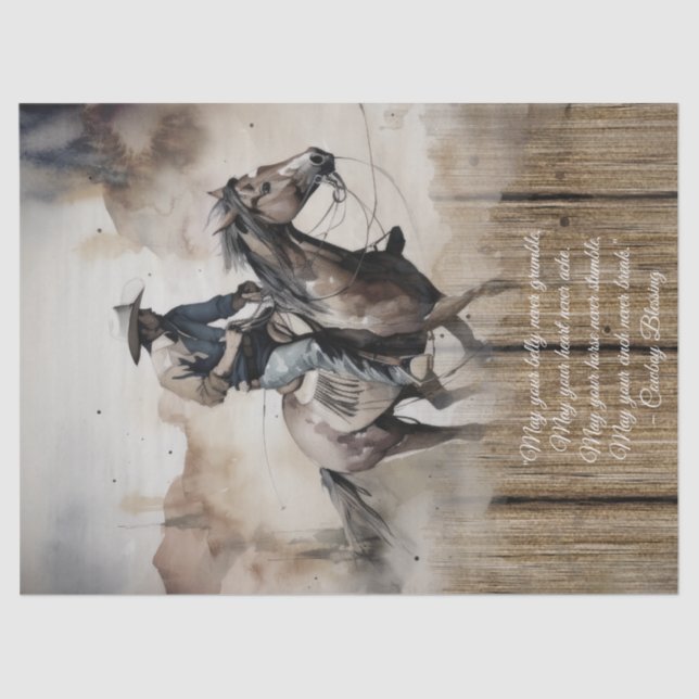 Papier Mousseline Bienheureux Cowboy Cheval Occidental Homme (Recto)