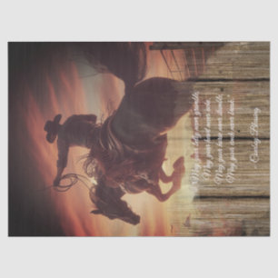 Papier Mousseline Bienheureux Cowboy Homme Occidental Bronco Horse