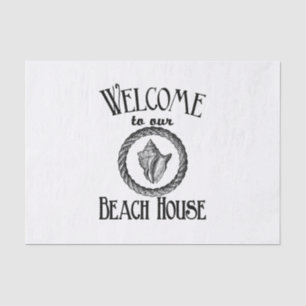 Papier Mousseline Bienvenue maison de plage vintage coquillage de la