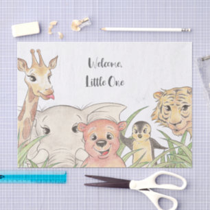 Papier Mousseline Bienvenue Petit(e) Safari Bébé Félicitations