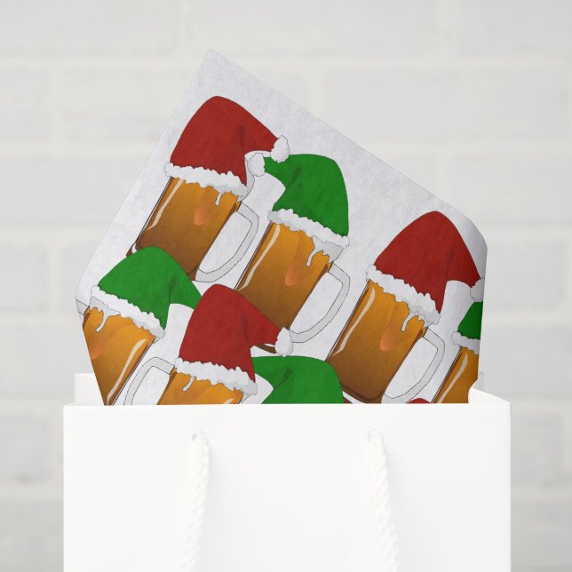 Papier Mousseline Bières de Noël, Joie de Noël (Sac cadeau)