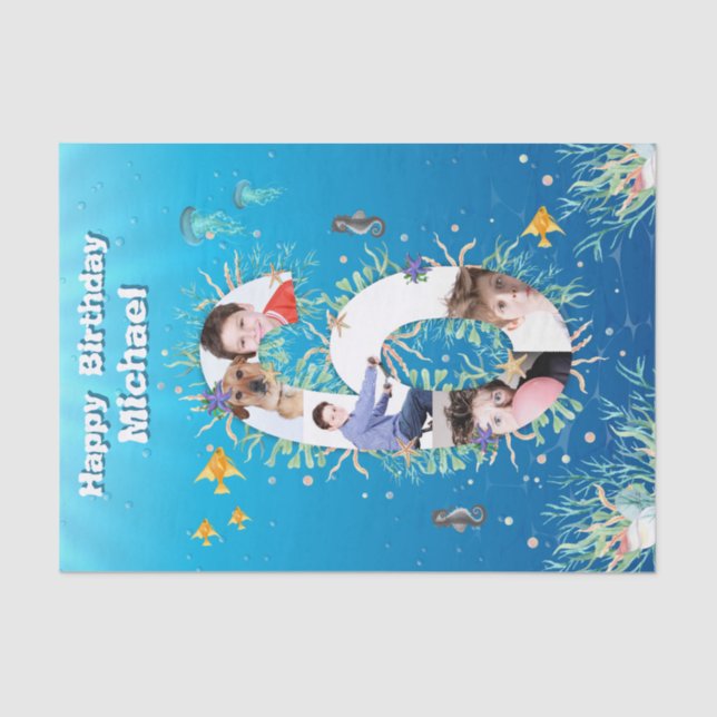 Papier Mousseline Big 6th Under the Sea Anniversaire Photo Collage (Recto)