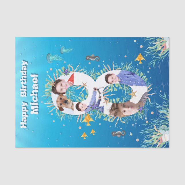 Papier Mousseline Big 8th Under the Sea Anniversaire Photo Collage (Recto)