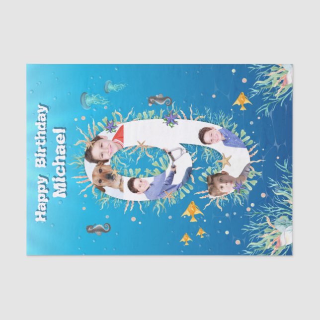 Papier Mousseline Big 9th Under the Sea Anniversaire Photo Collage (Recto)