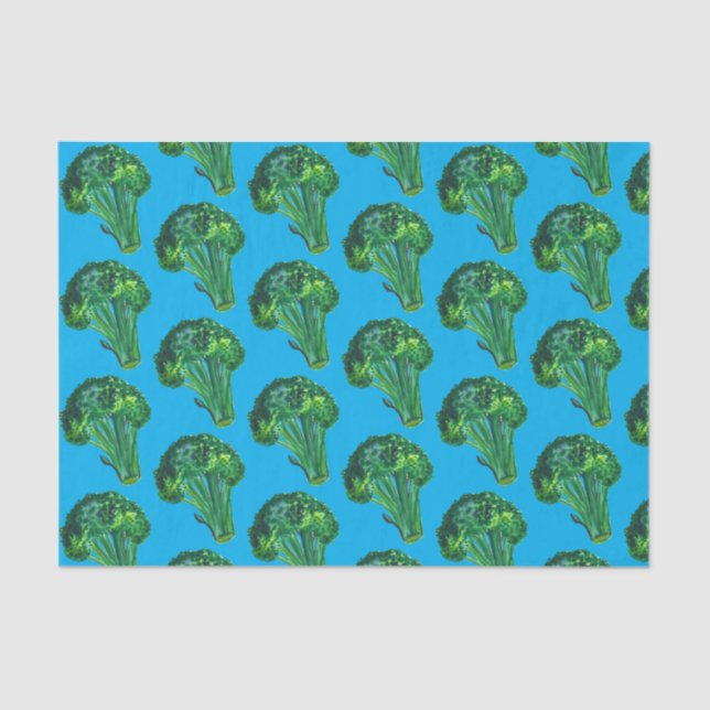 Papier Mousseline Big Broccoli Aquarelle bleu cadeau (Recto)