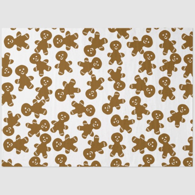 Papier Mousseline Big Cute Gingerbread Man Pattern on White (Recto)