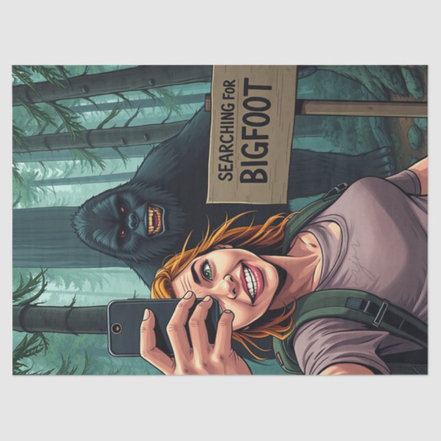 Papier Mousseline Bigfoot Sasquatch Selfie Decoupage (Recto)