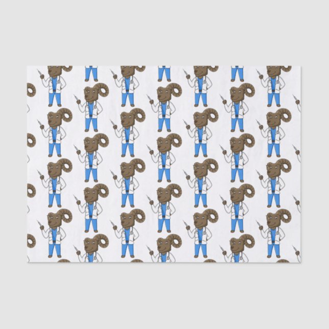 Papier Mousseline Bighorn sheep doctor cartoon illustration (Recto)