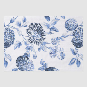 Papier Mousseline Bigorneau Toile floral vintage bleu No.2