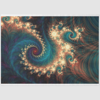 Papier Mousseline Bijou turquoise Fractal Abstrait 1 Découpage