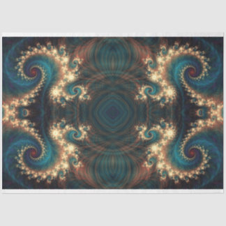 Papier Mousseline Bijou turquoise Fractal Abstrait 2 Découpage