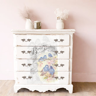 Papier Mousseline Birdie Darling Blue Birds Cherry Blossom Découpage