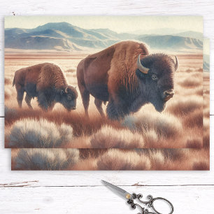 Papier Mousseline Bison d'aquarelle sur le découpage des plaines